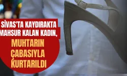 Sivas'ta Kaydırakta Mahsur Kalan Kadın, Muhtarın Çabasıyla Kurtarıldı