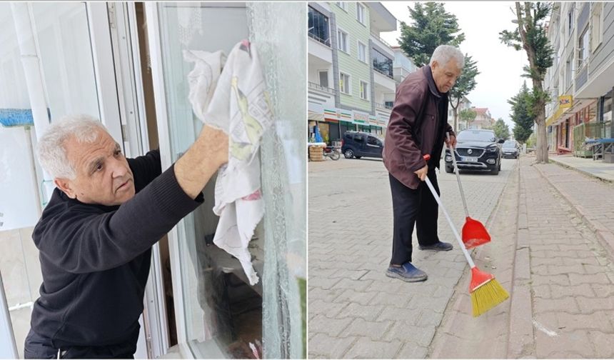 Evdeki temizlik alışkanlığını sokağa taşıdı