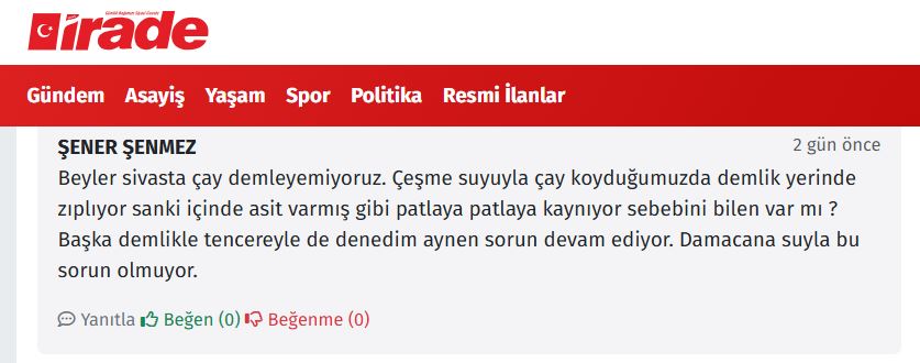 Sivas'ta Vatandaştan Çeşme Suyuna Tepki: "Demlik Yerinde Zıplıyor!"